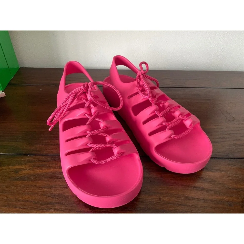 Bottega Veneta Men's 667220 Pink Lace-up open sandals shoe, sz 41